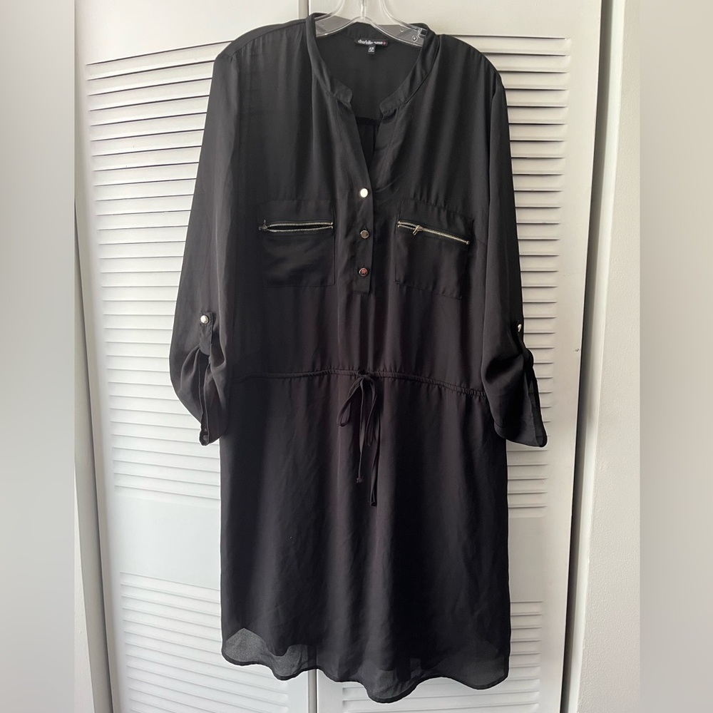 Charlotte Russe Black Drawstring Dress, Size 2X